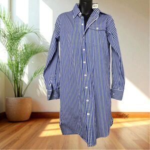 Polo Ralph Lauren Midi Shirt Dress Navy Blue Stripes S/P